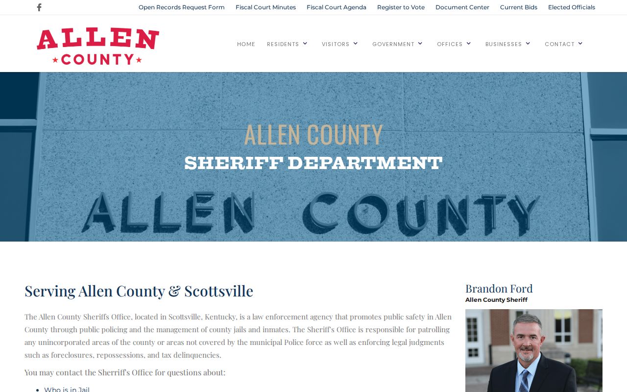 Official Allen County Sheriff page with records guidance