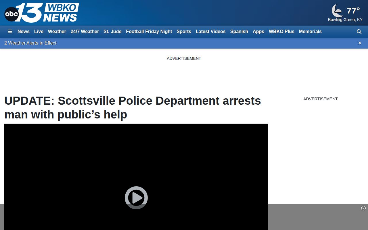 WBKO dated Scottsville police arrest news report