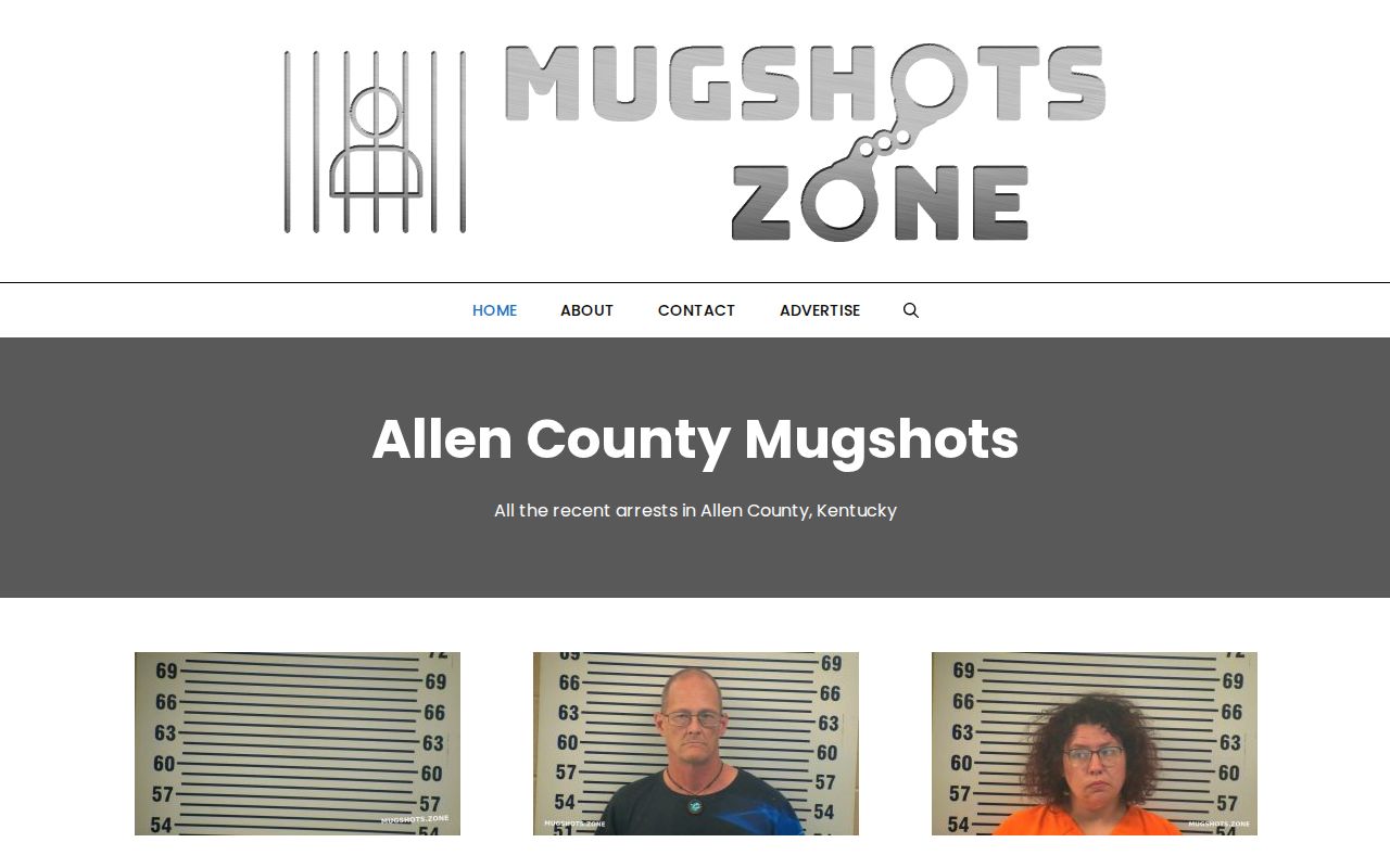 Unofficial Allen County mugshot archive showing historical navigation